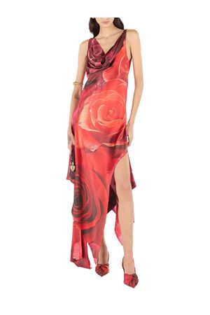Dress With Asymmetrical Skirt And Rose Print ROBERTO CAVALLI | UKT116RYN4802000